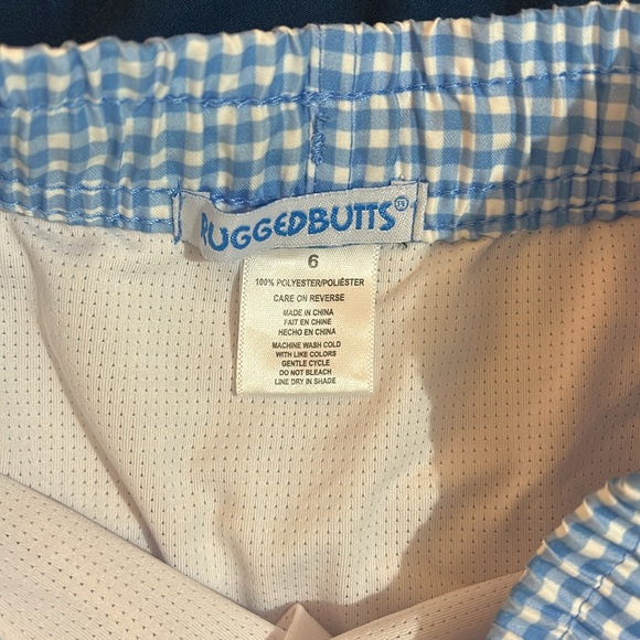 Rufflebutts Gingham Swim Shorts 6T - Picture 3 of 4